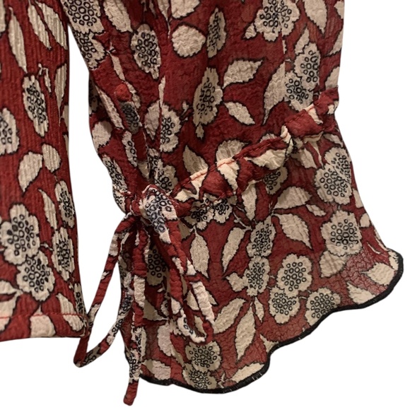Ba&sh NWT Beatrix Bordeaux Lady Top Long-Sleeve Floral Blouse Size 1 US 6 - Picture 5 of 10